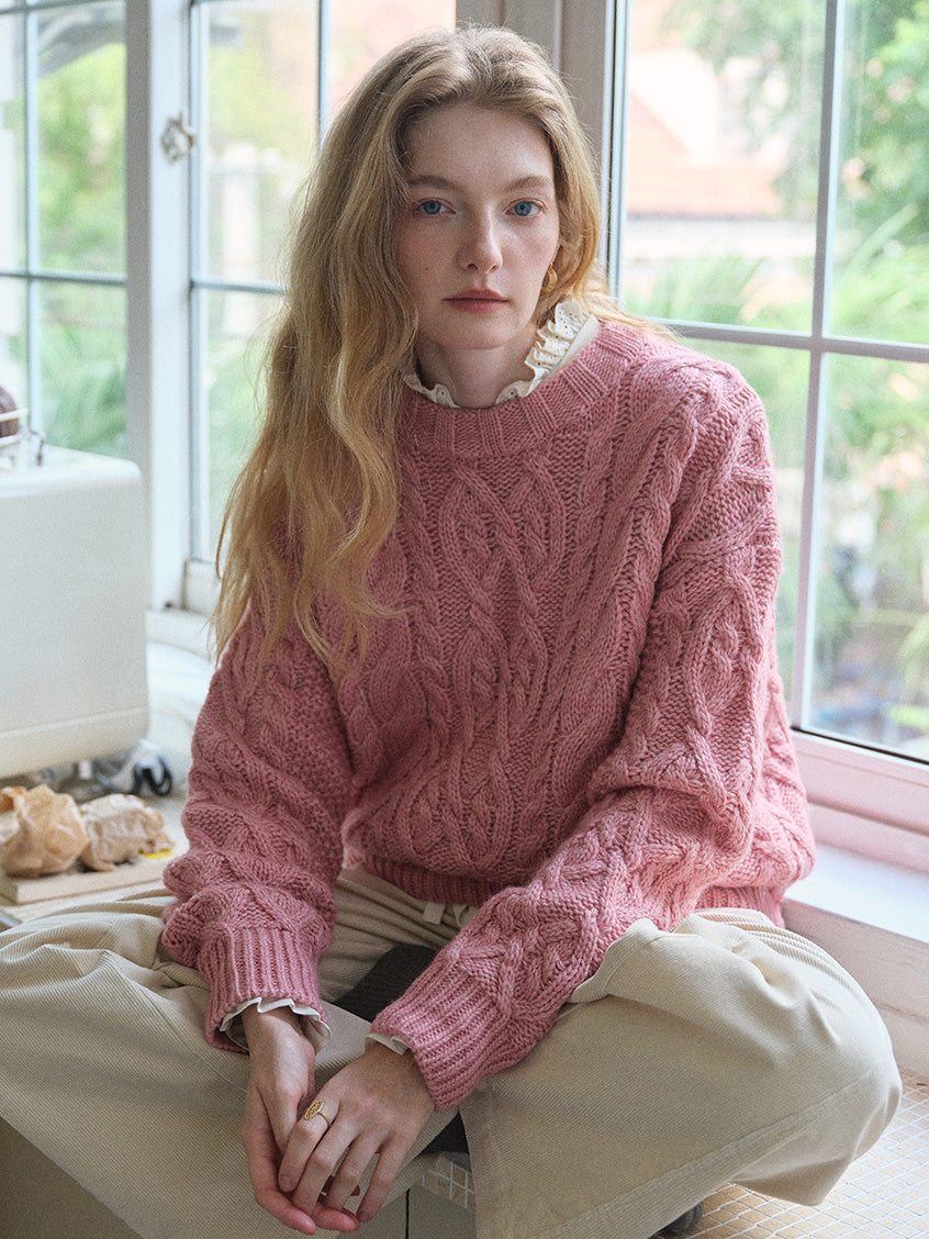 Madonna Cable-Knit Longline Wool Sweater