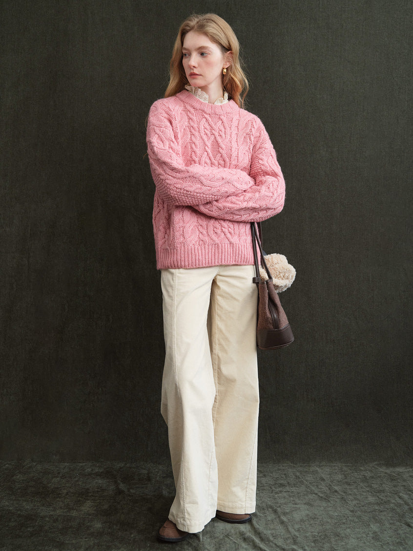 Madonna Cable-Knit Longline Wool Sweater