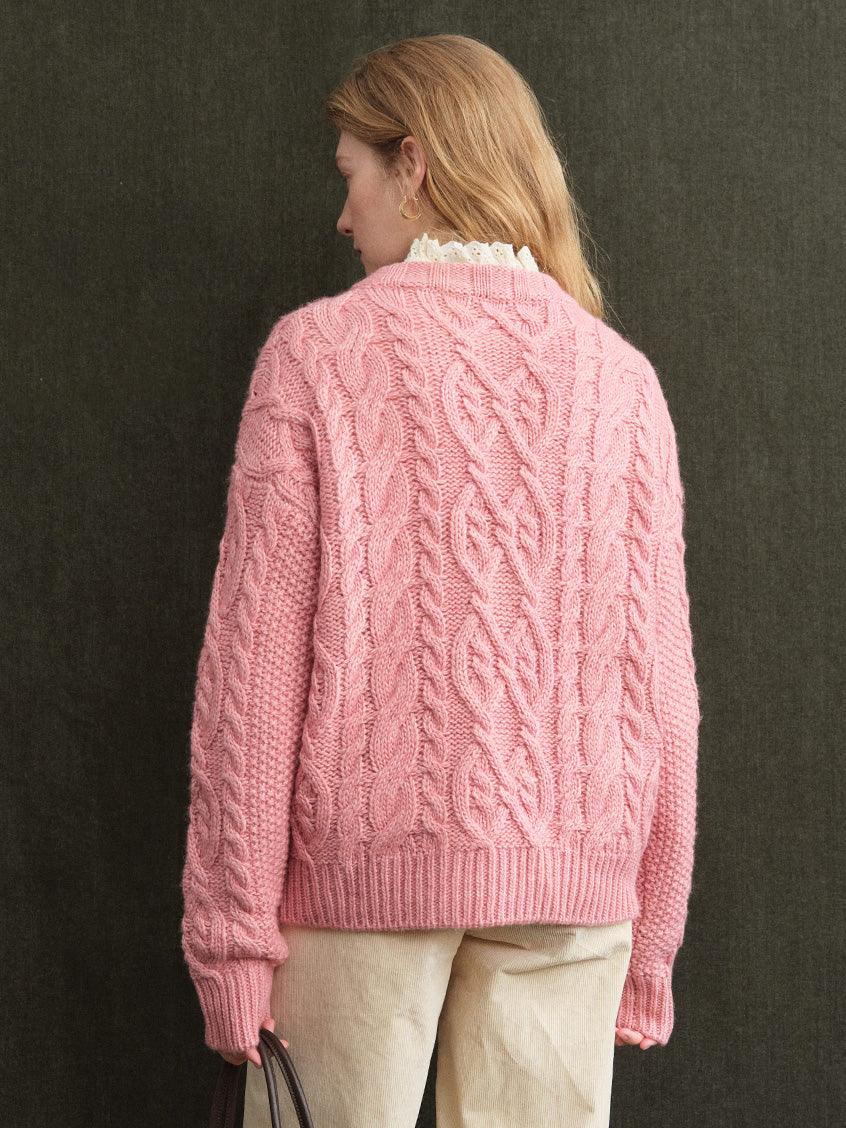 Madonna Cable-Knit Longline Wool Sweater