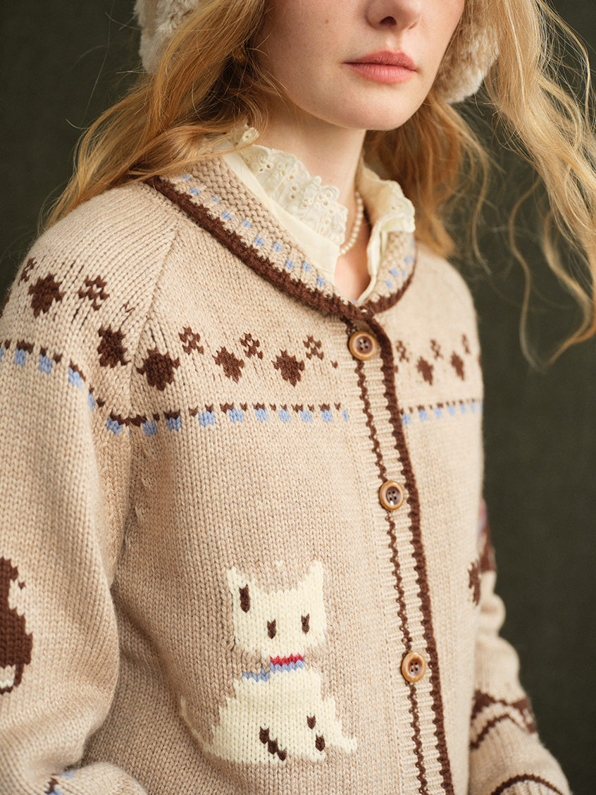 Fenella Folk Animal-Jacquard Nordic Cardigan