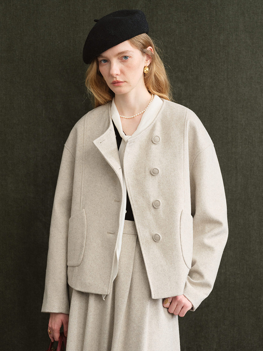 Modesty Boxy Drop-Shoulder Cropped Jacket