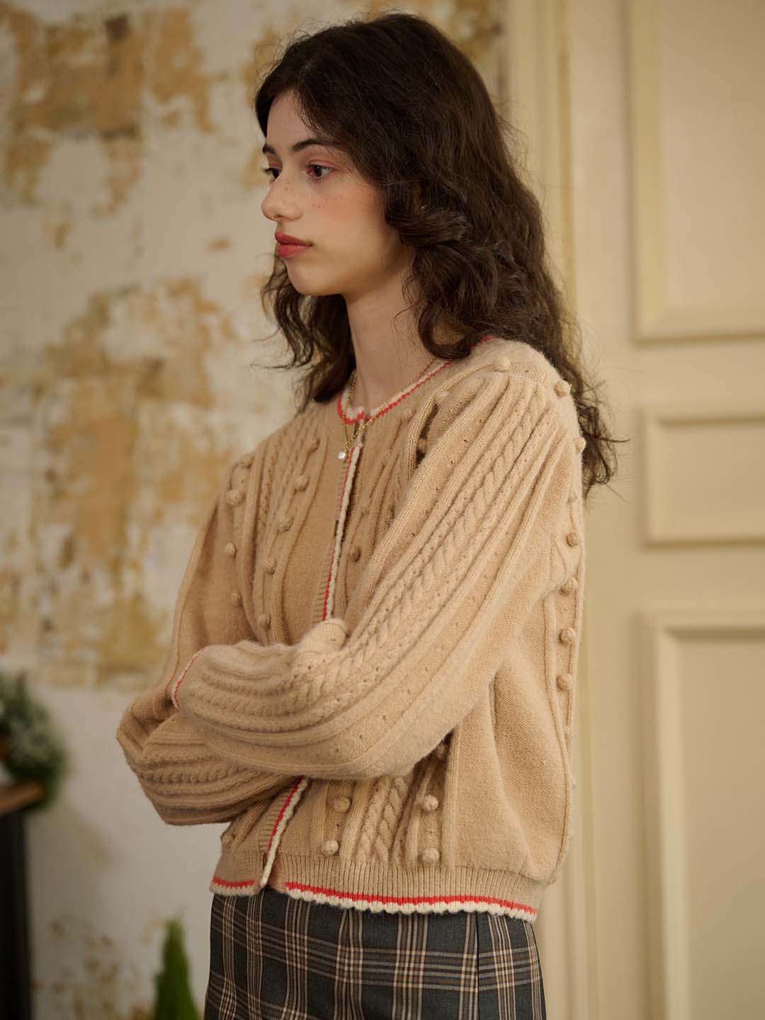 【Final Sale】Adeline Sweet Round Neck Contrast Lace Cardigan