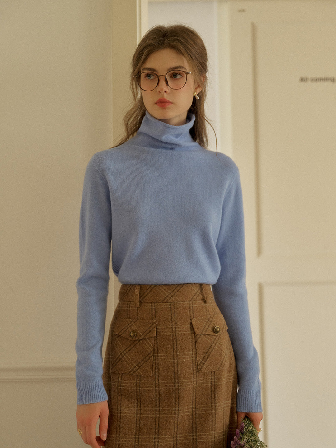 Solana Basic Versatile Turtleneck 100% Wool Sweater - Gray