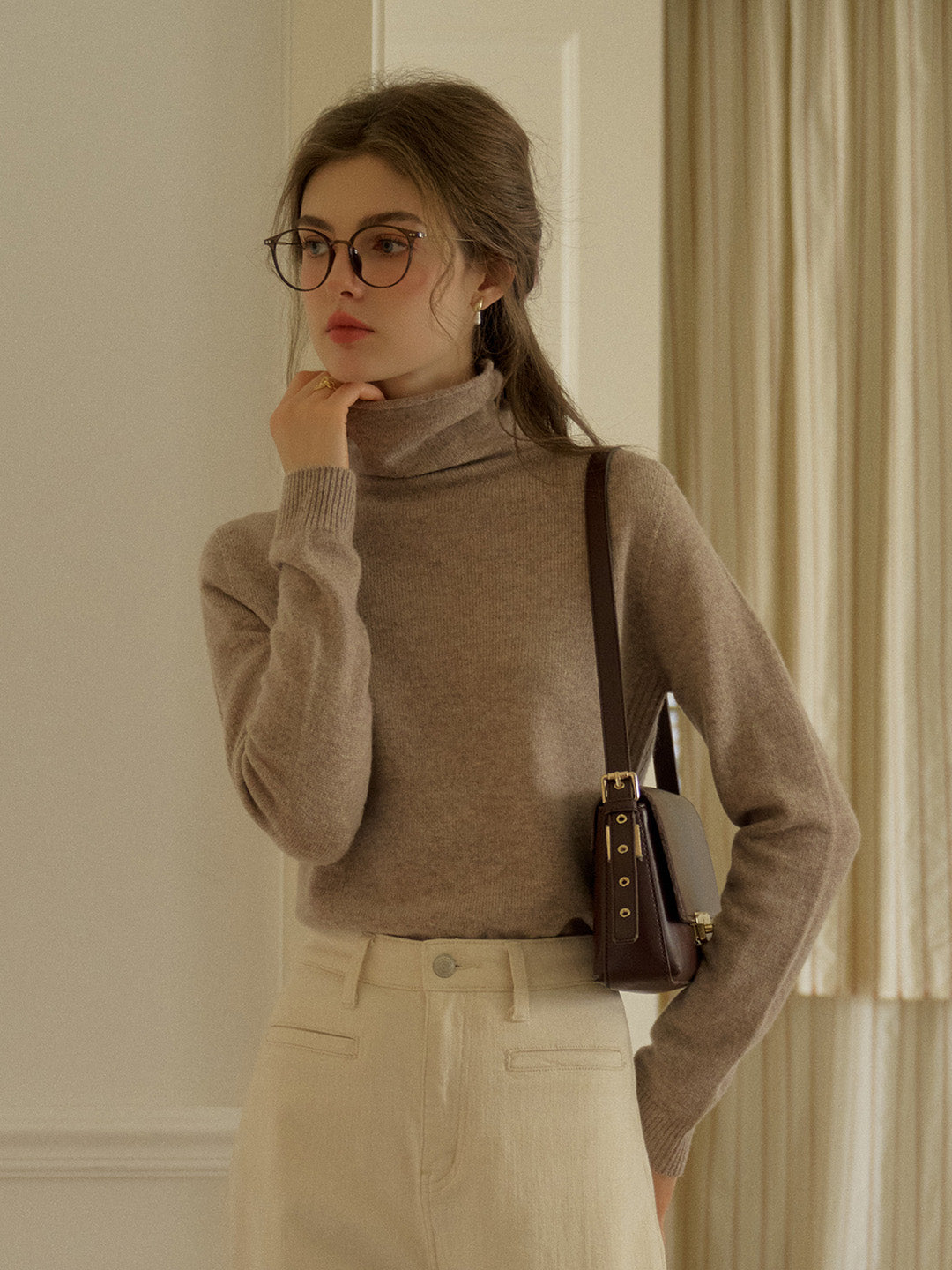 Solana Basic Versatile Turtleneck 100% Wool Sweater - Gray
