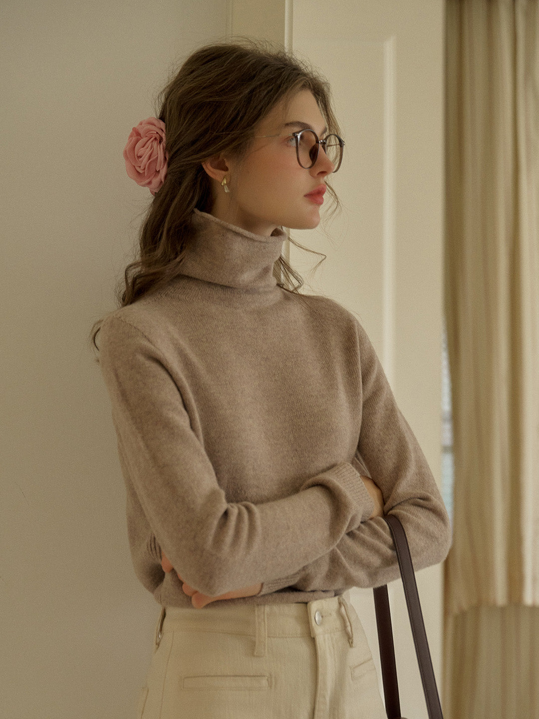 Solana Basic Versatile Turtleneck 100% Wool Sweater - Gray