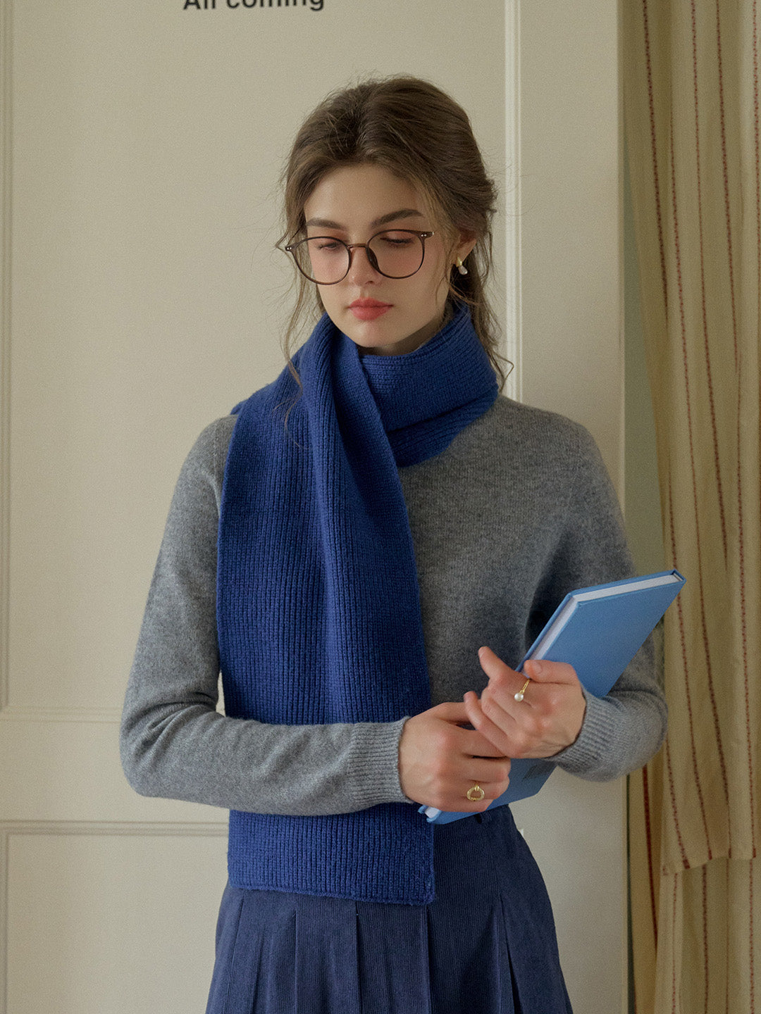 Solana Basic Versatile Turtleneck 100% Wool Sweater - Gray