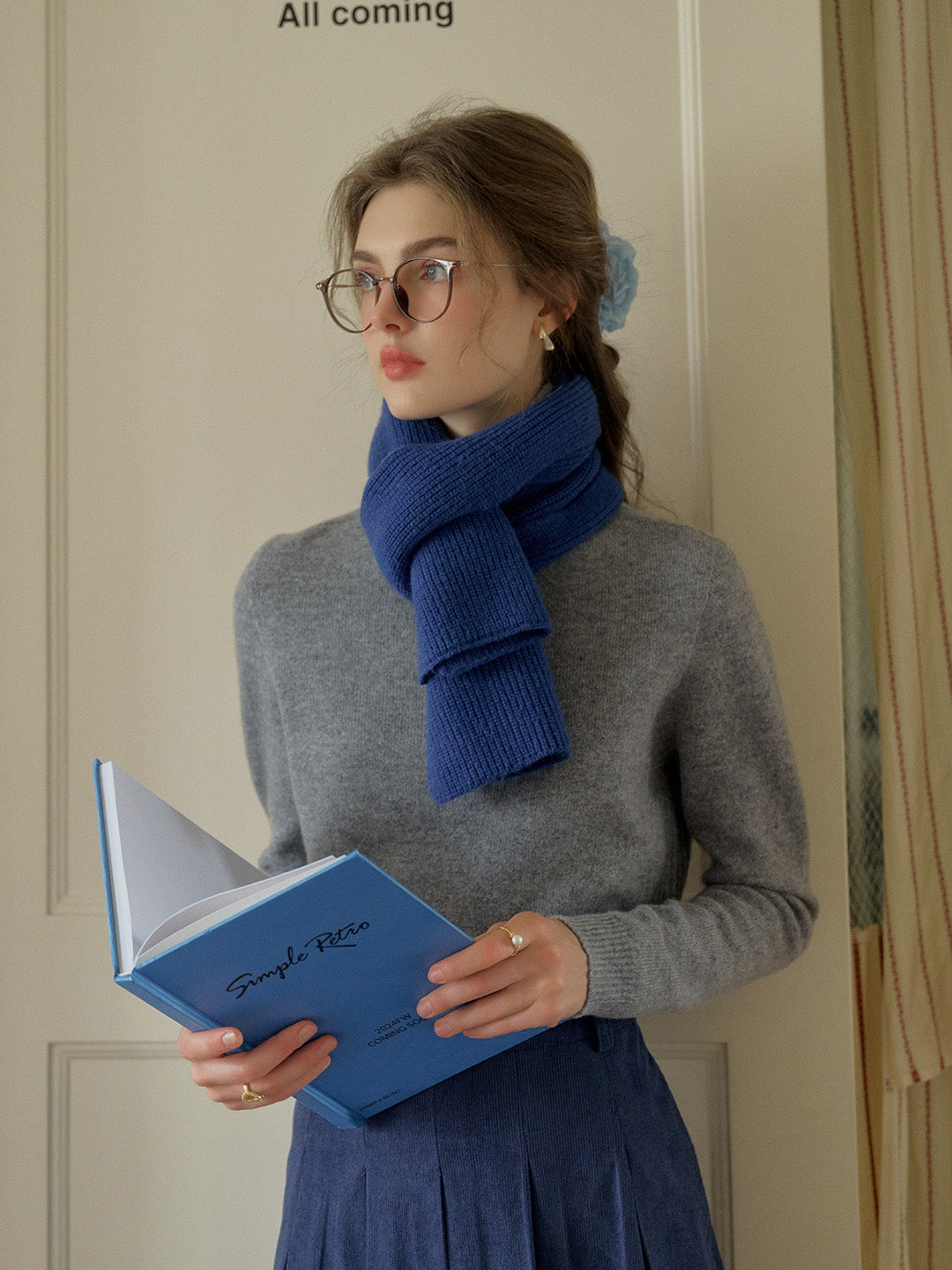 Solana Basic Versatile Turtleneck 100% Wool Sweater - Gray