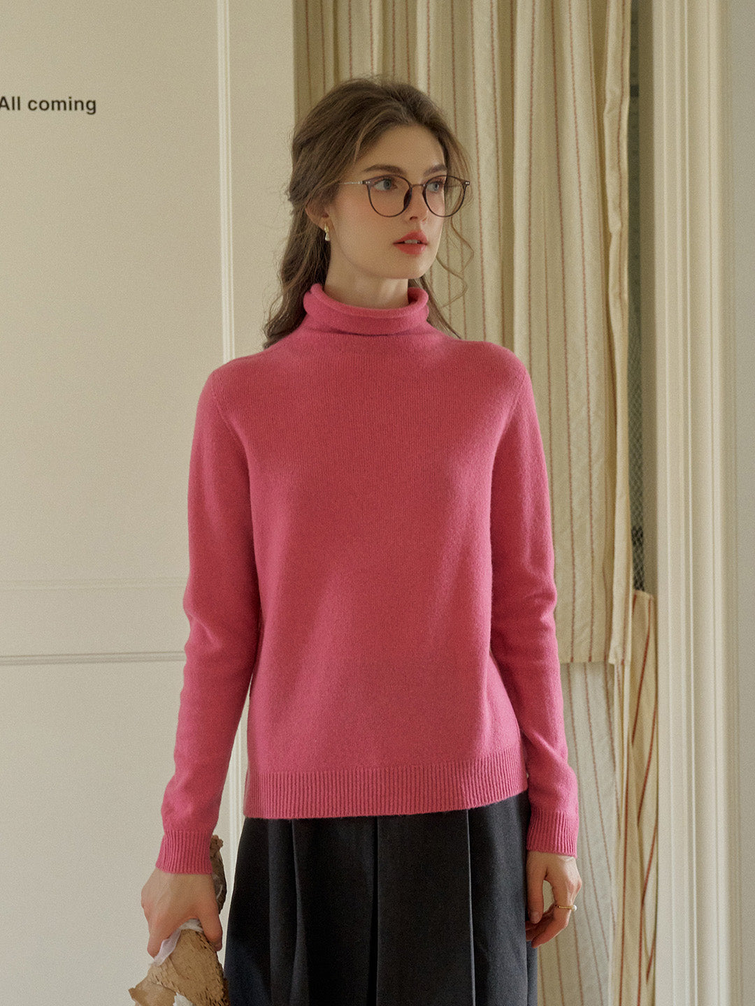 Solana Basic Versatile Turtleneck 100% Wool Sweater - Gray