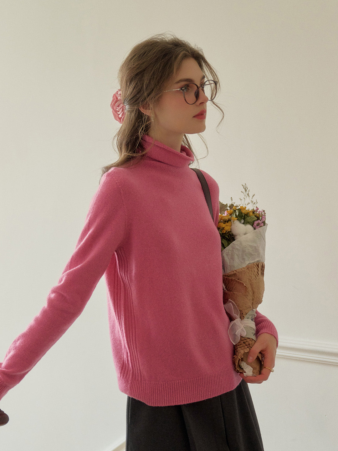 Solana Basic Versatile Turtleneck 100% Wool Sweater - Gray