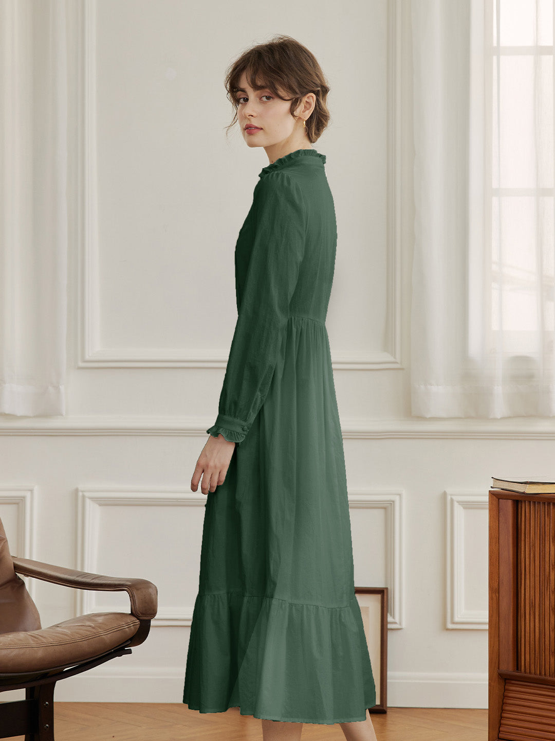 【Final Sale】Braelyn Simple Mockneck A-Line Cotton Dress