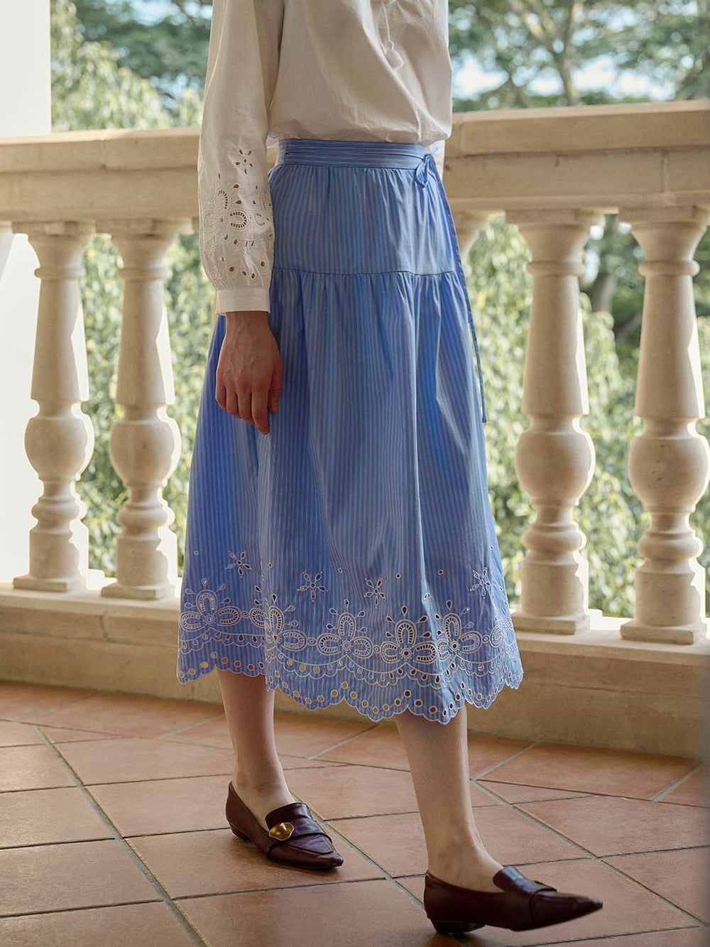 A-Line Skirt in Abisso Stripe
