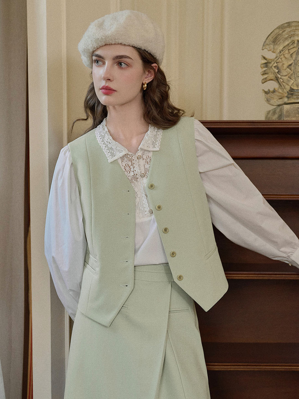 Camille Buttoned Vest Set