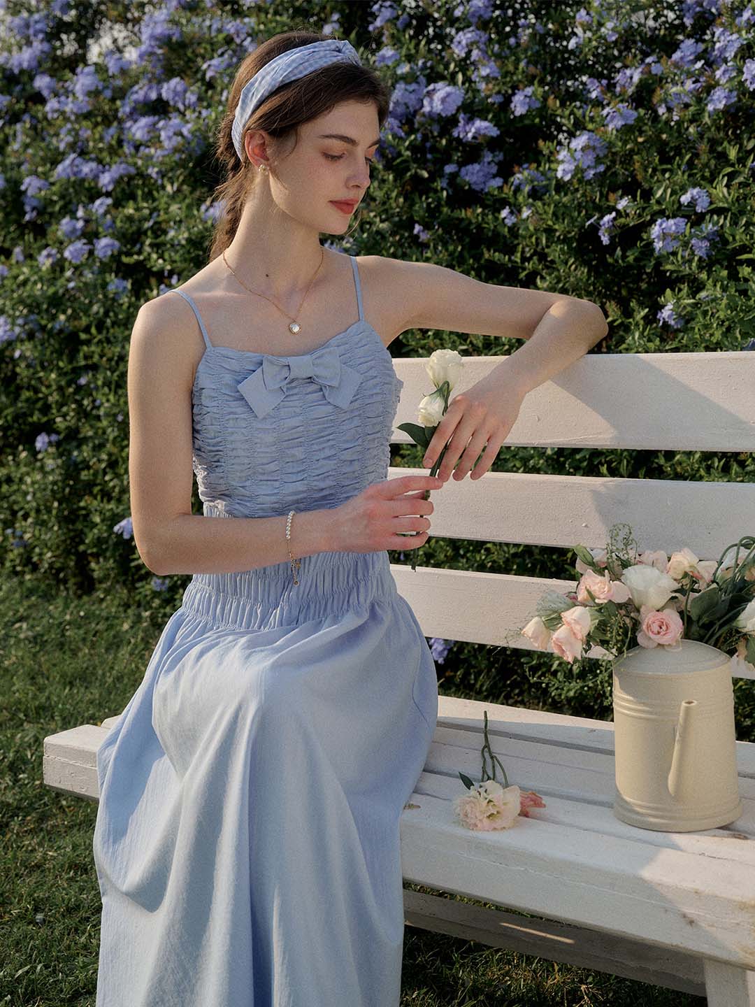 【Final Sale】Avayah Bow Smocked Slip Dress