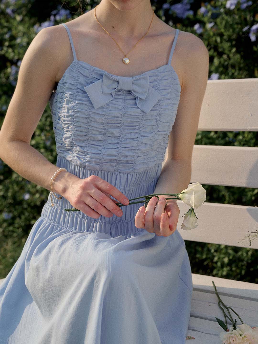 【Final Sale】Avayah Bow Smocked Slip Dress