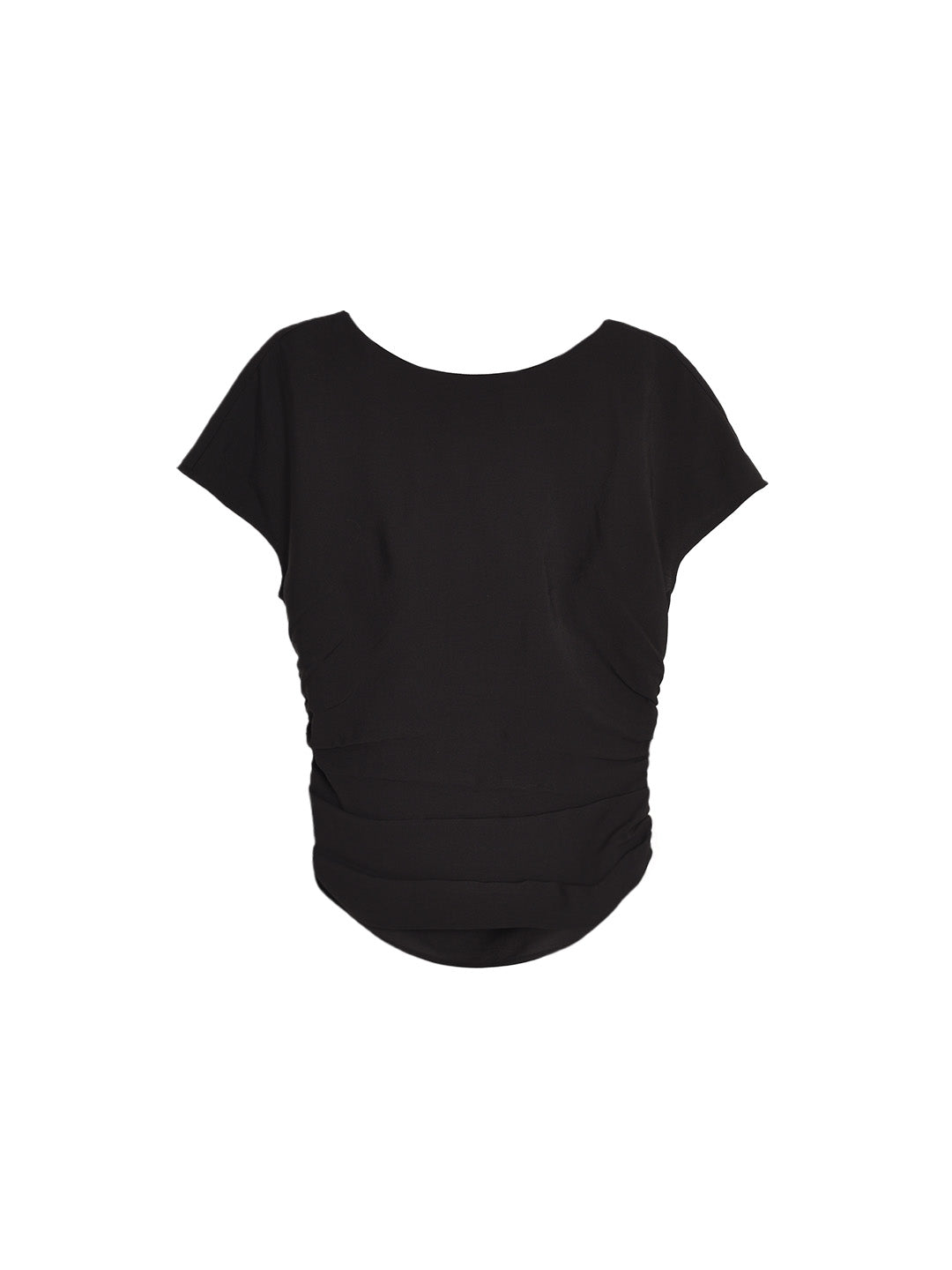 Coraline Round Neck Irregular Pleated Wool Top