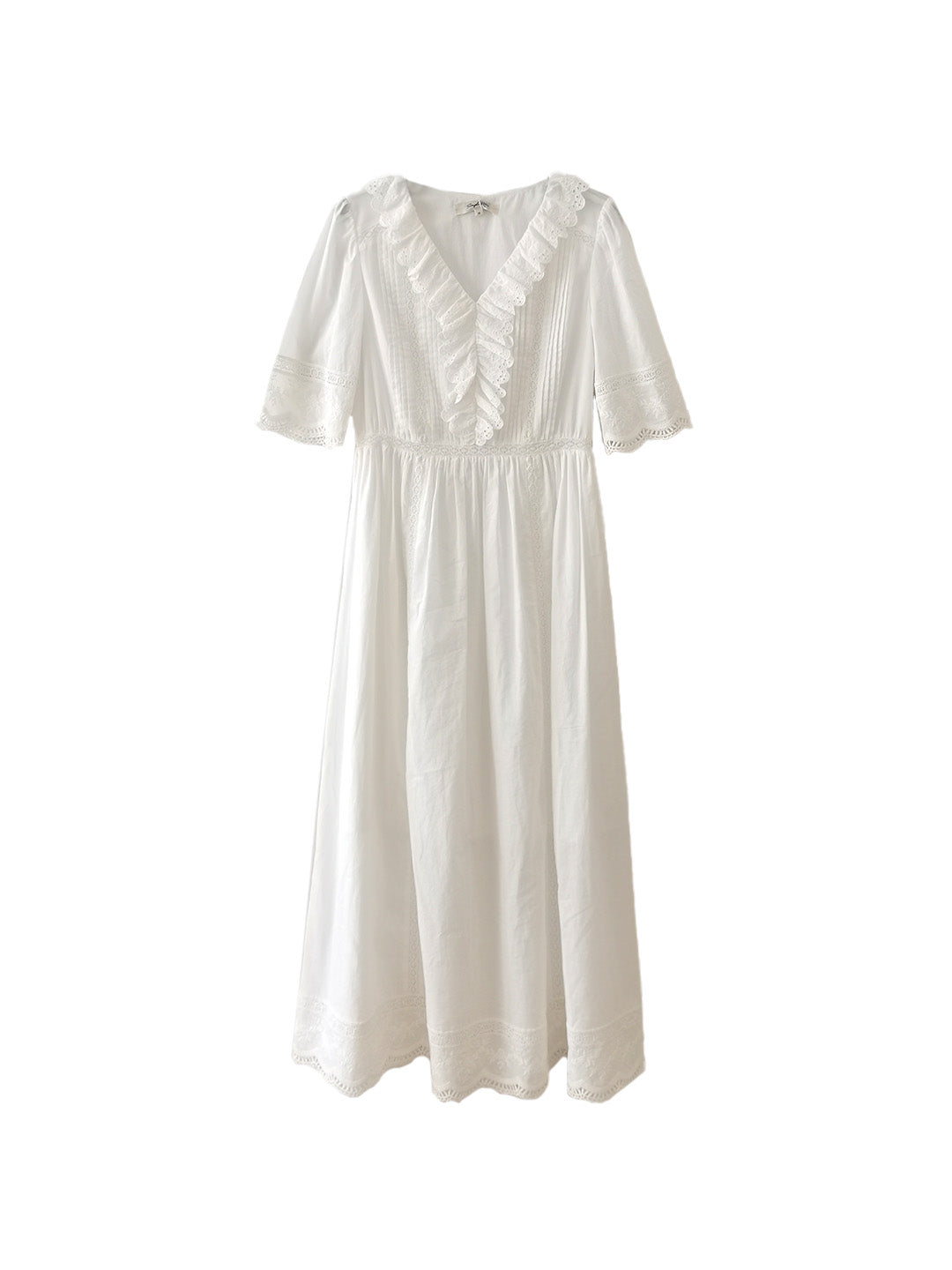 Noelle Ruffle V-Neck 100% Cotton Dress