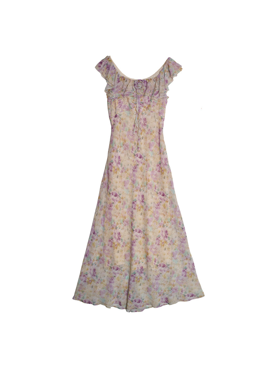 Araya Rosette Ruffle Floral Dress