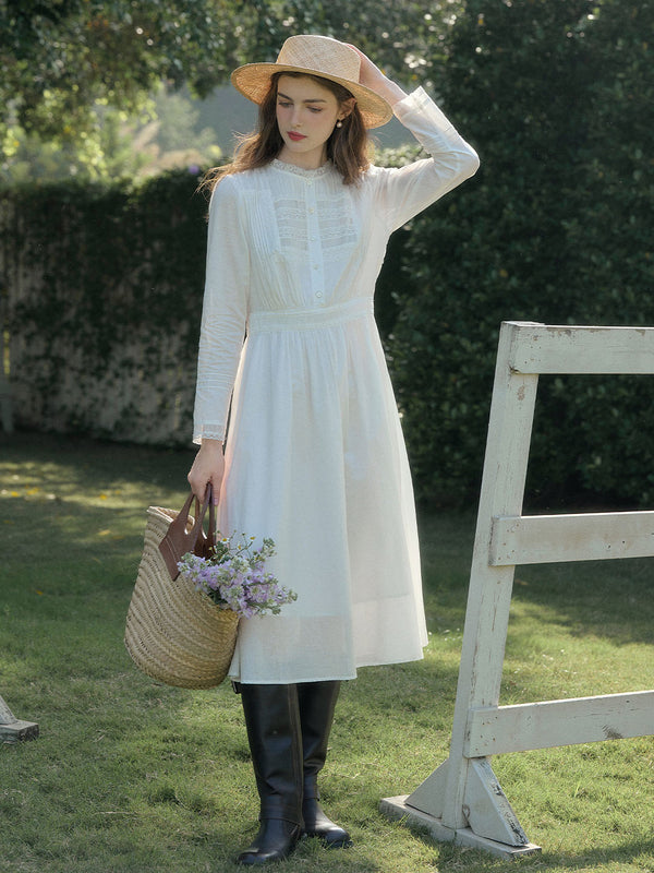 Rachel Romantic Lace Patchwork Cotton Dress