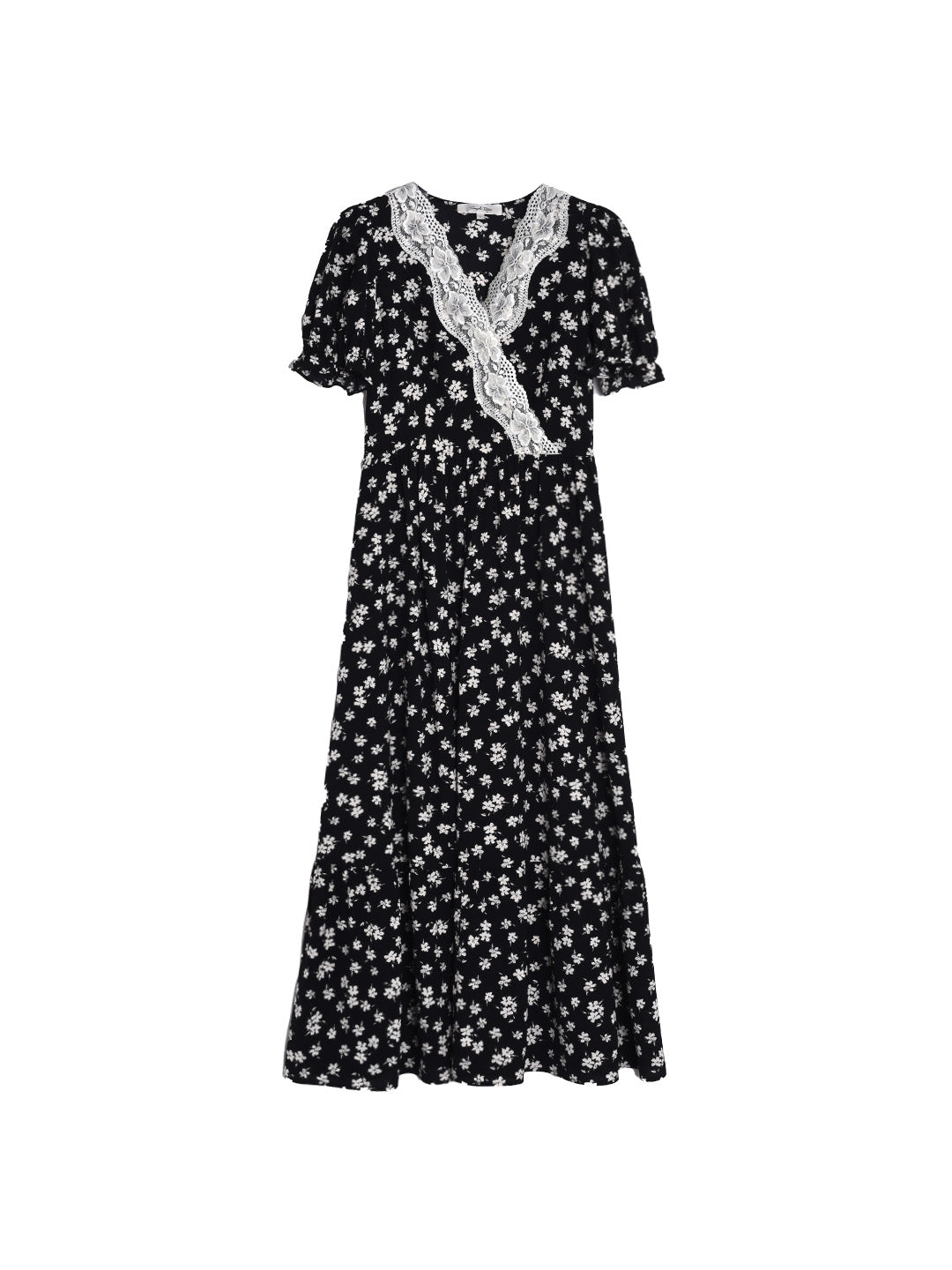 Lilith Ruffle V-Neck Lace Floral Dress