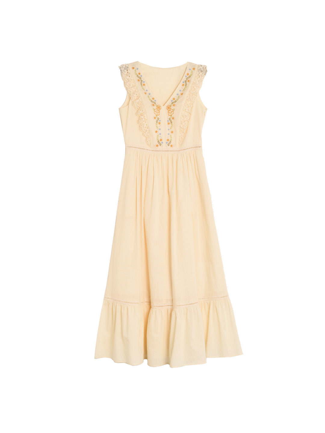 Rylee V-Neck Embroidery 100% Cotton Dress