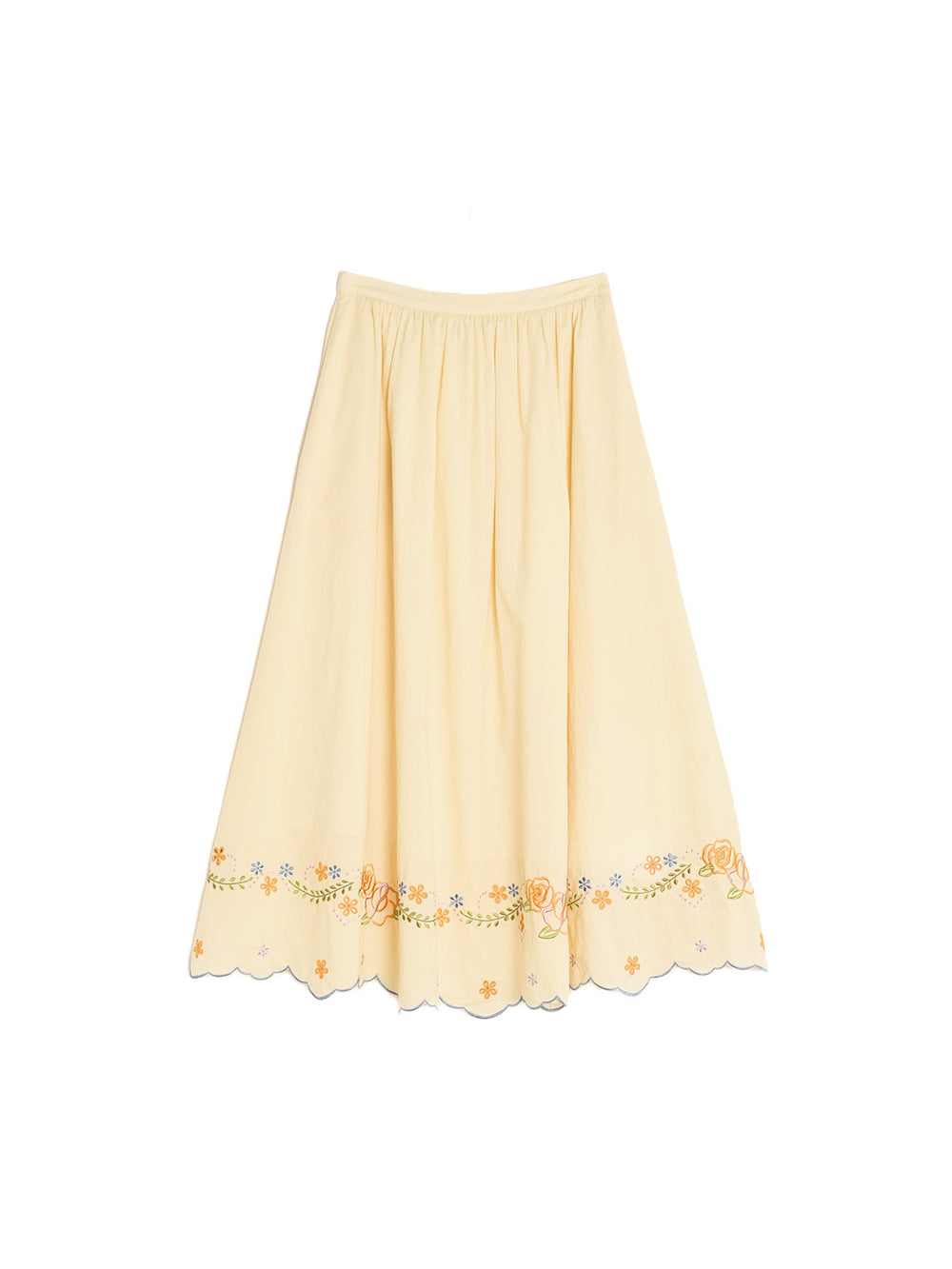 Flower Applique Cotton Skirt