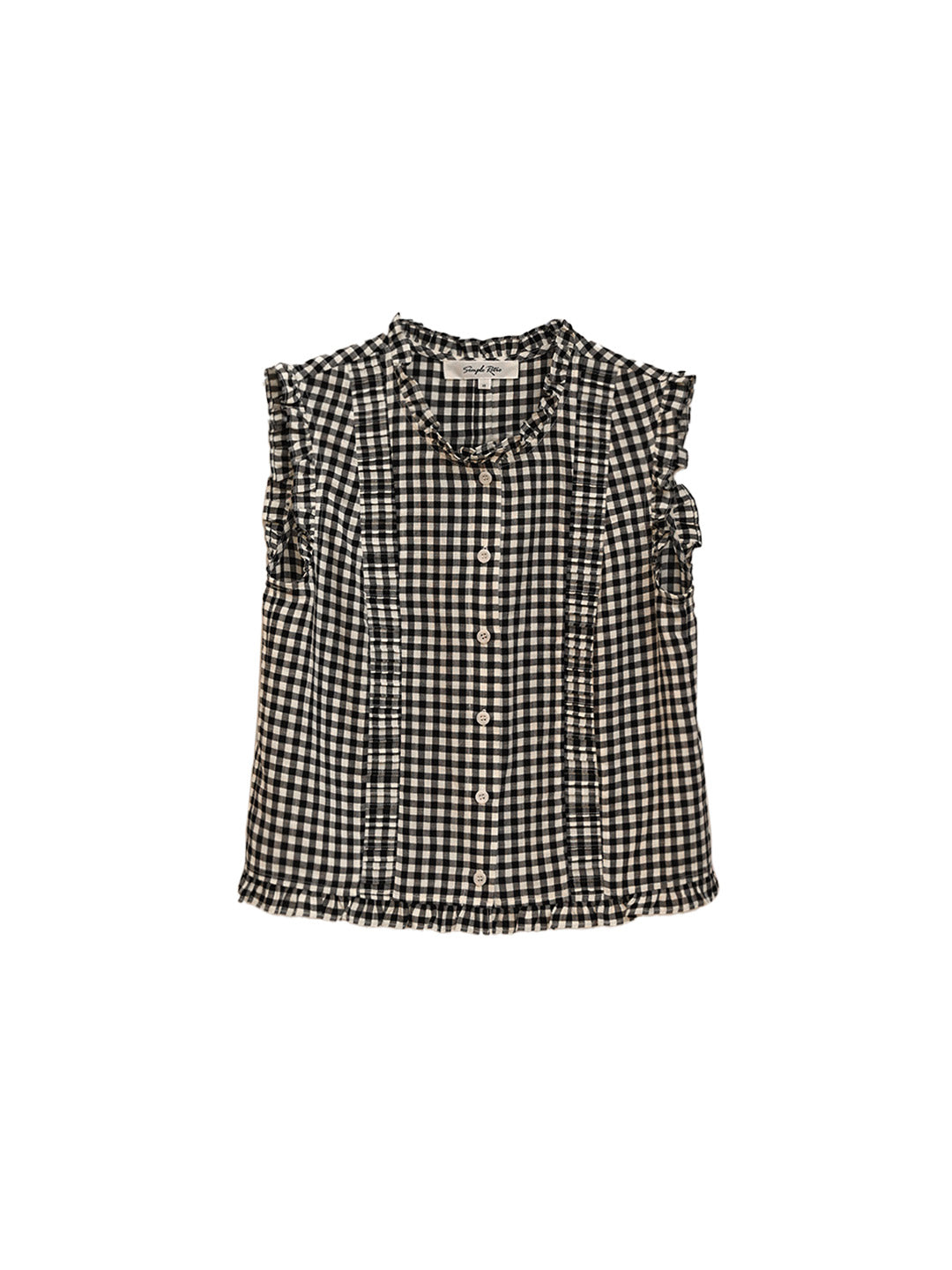 Tessa Round Neck Plaid Sleeveless Viscose Top