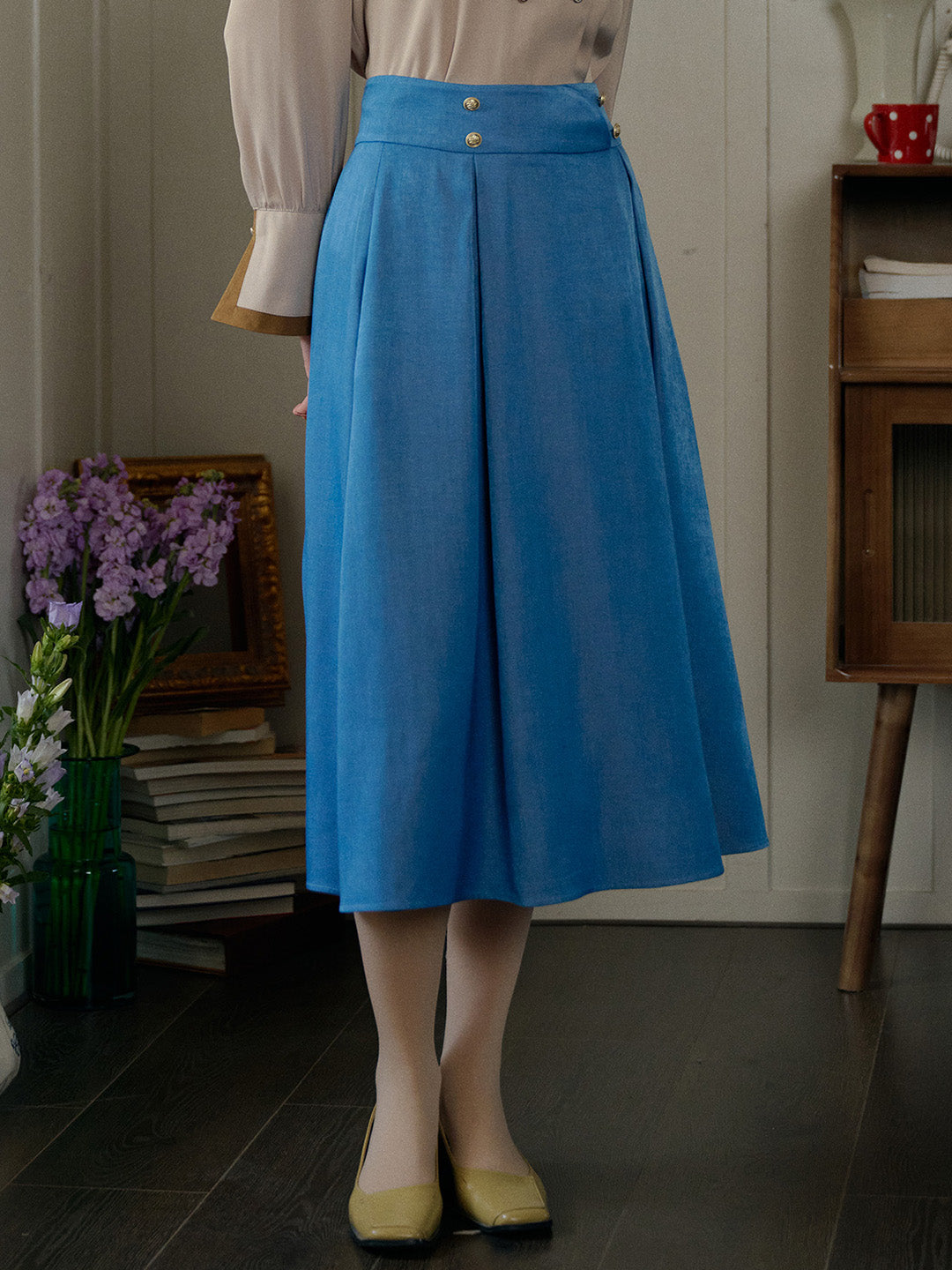 【Final Sale】Margot Blue Midi Skirt