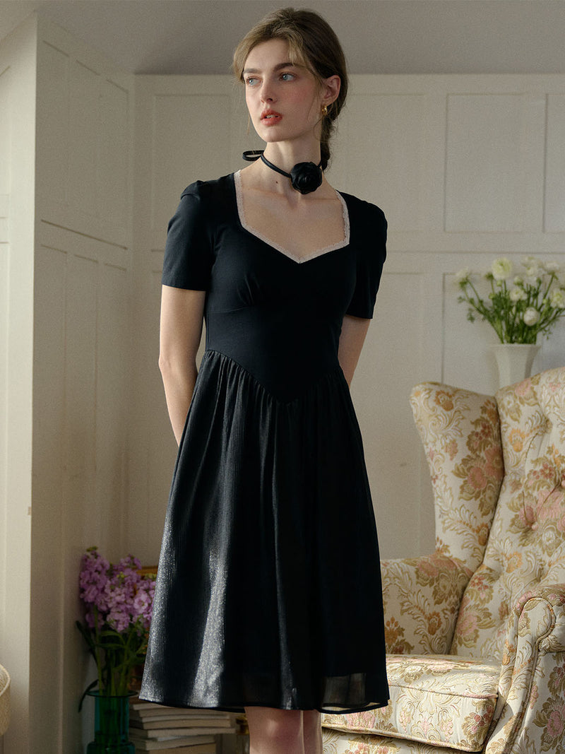 Vienna- Rhinestone Bow Skuba Dress/with waist belt