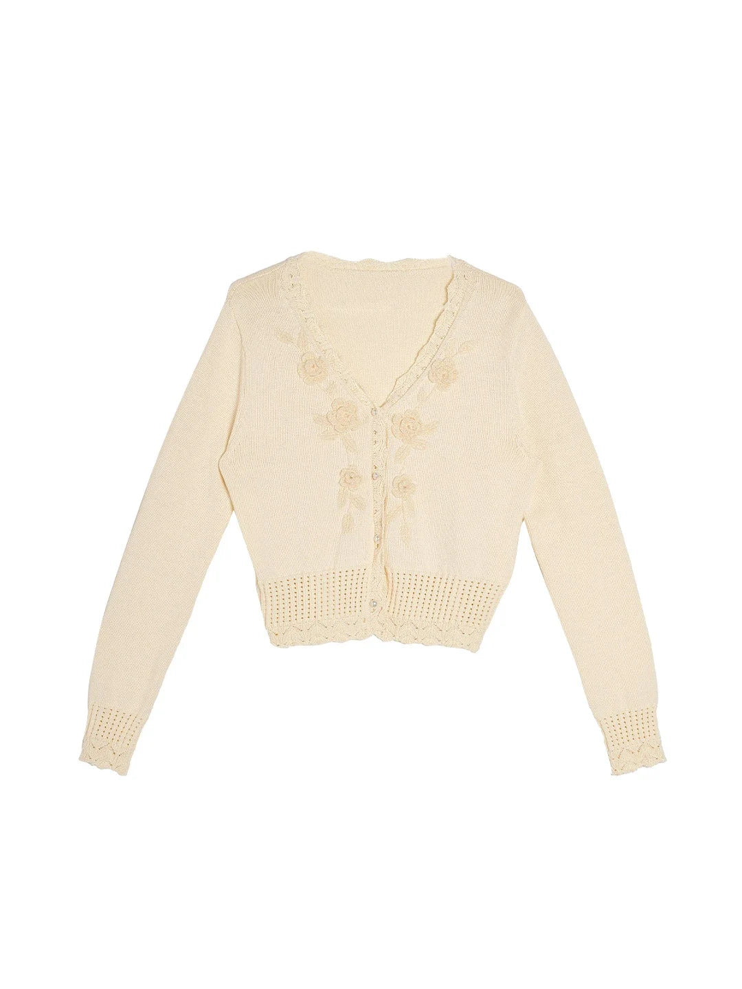 Eleanora V-Neck 3D Rose Cardigan