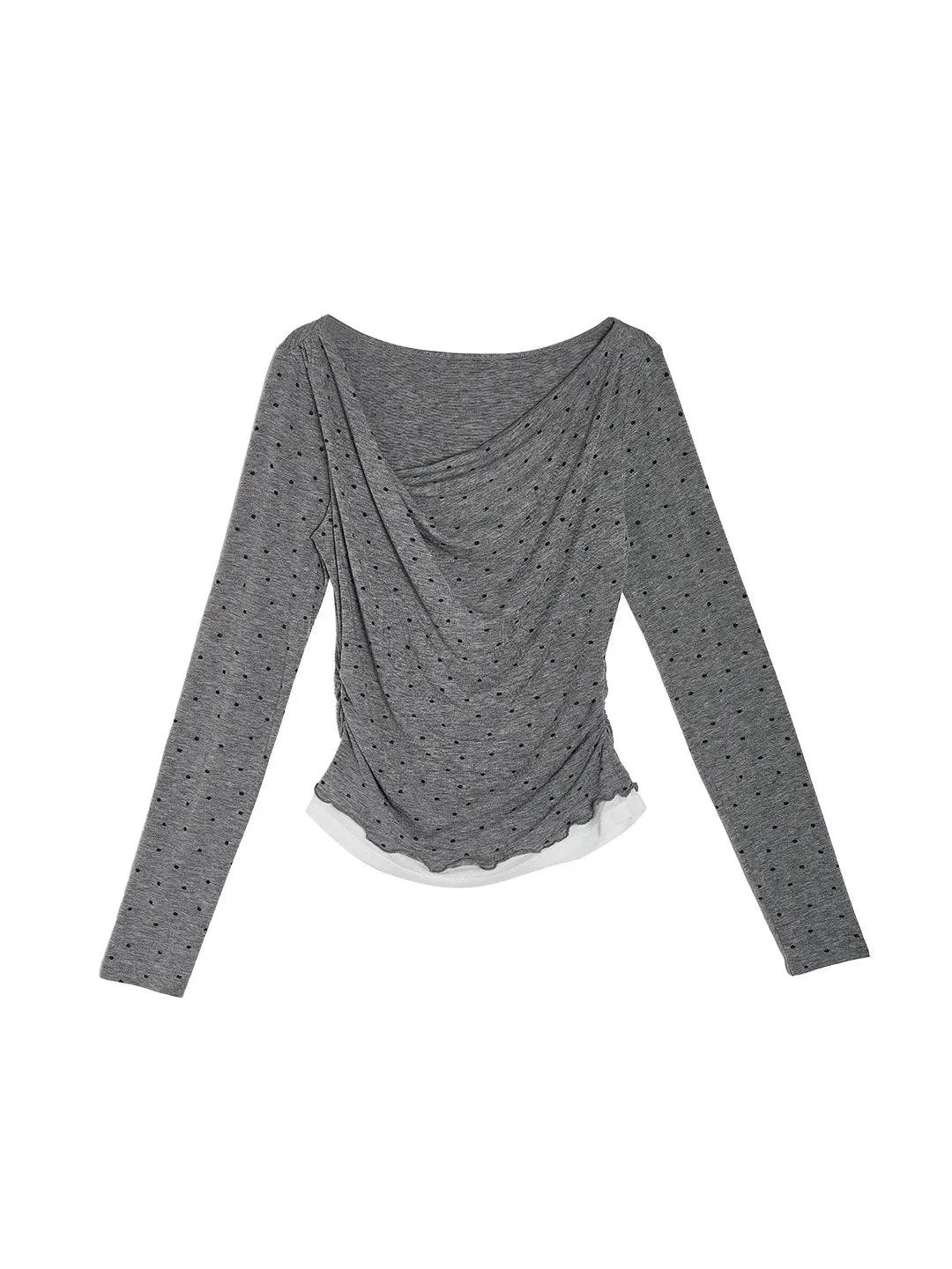 Carla Cowl Neck Dots Wool Blouse