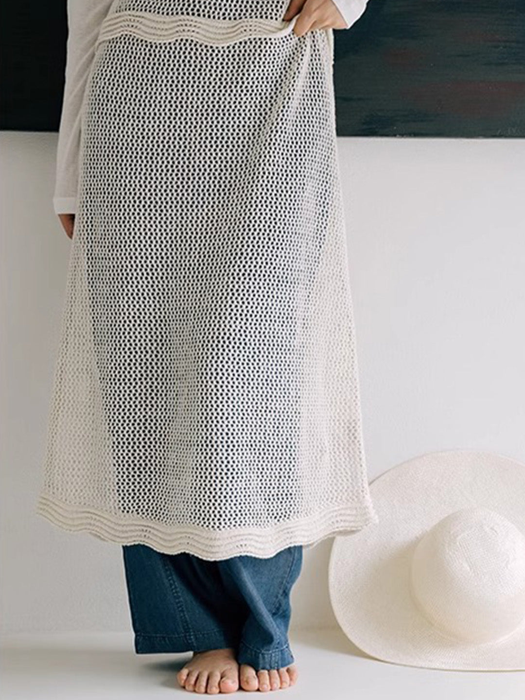 Chowxiaodou Knitted Hollow Bow Dress