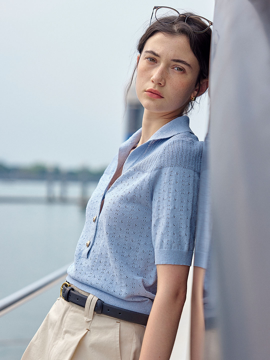 【Final Sale】Florence Polo Neck Short Sleeve Knit