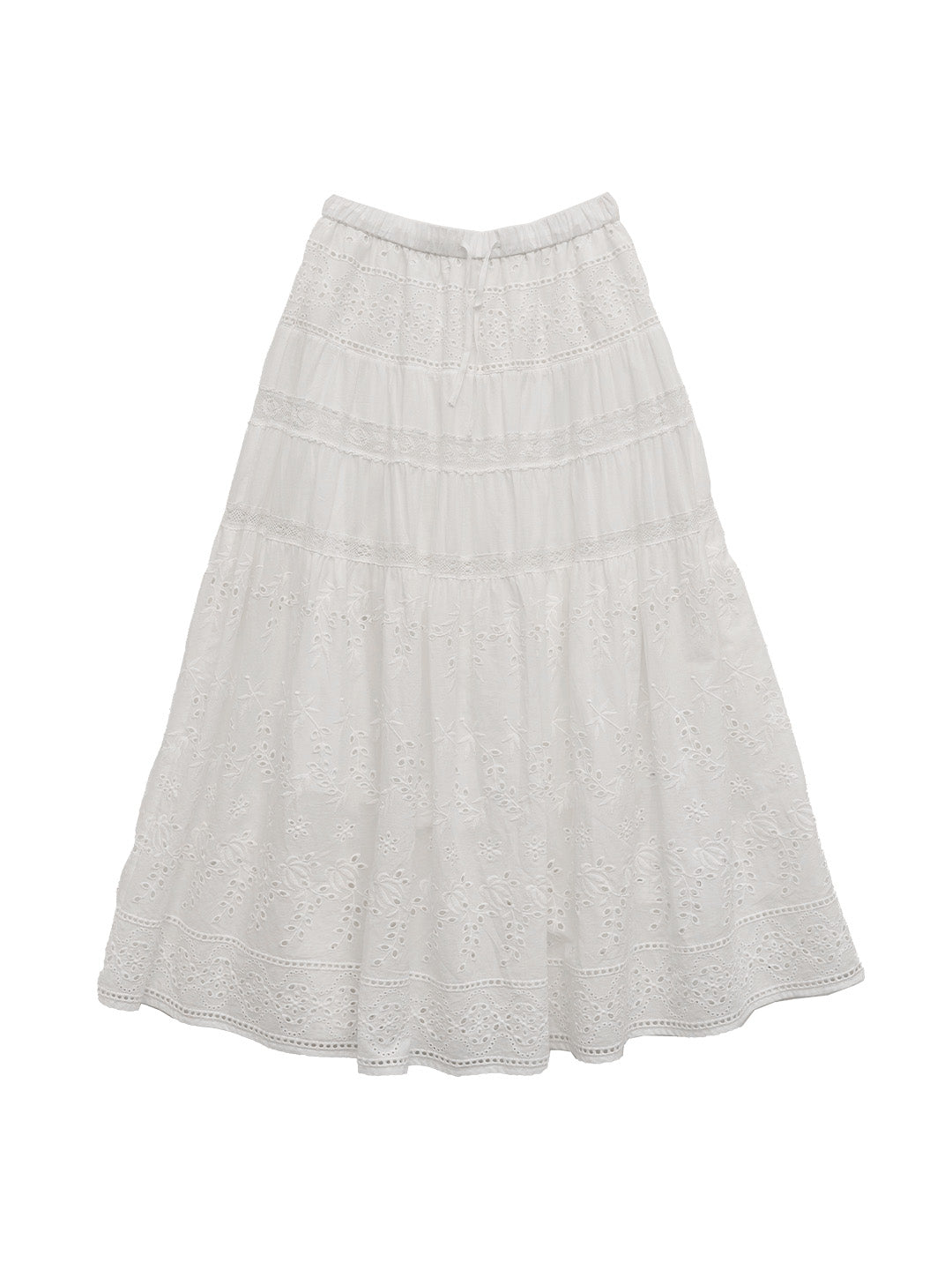 Samara Hollow Lace Embroidered 100% Cotton Skirt