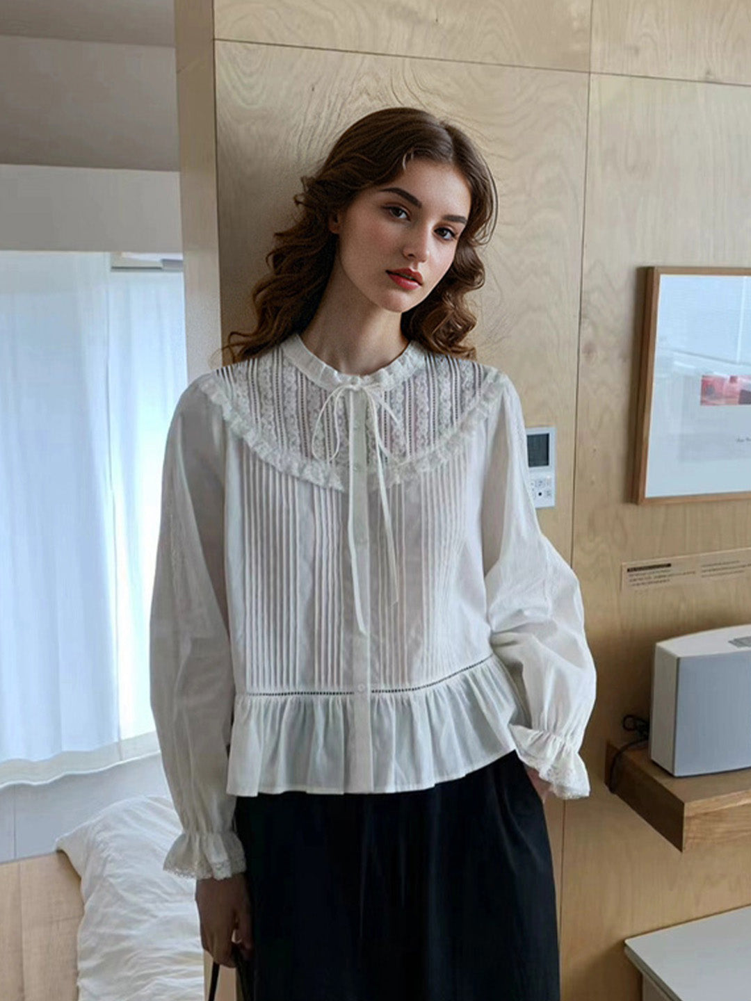 Hayden Round Neck Pleats Blouse