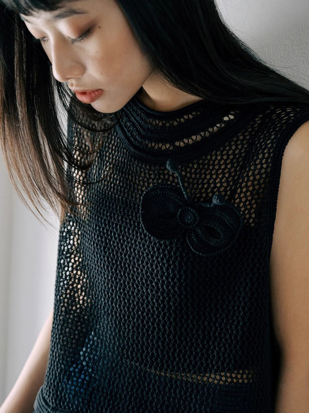 Chowxiaodou Knitted Hollow Bow Dress