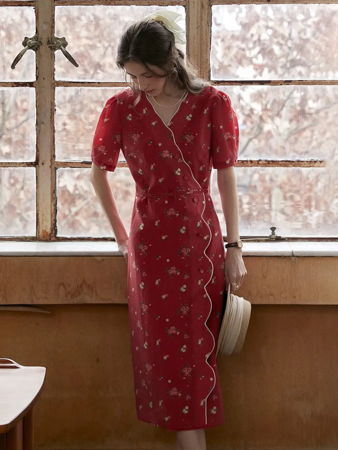 Kimura Floral-Print Rayon Midi Dress