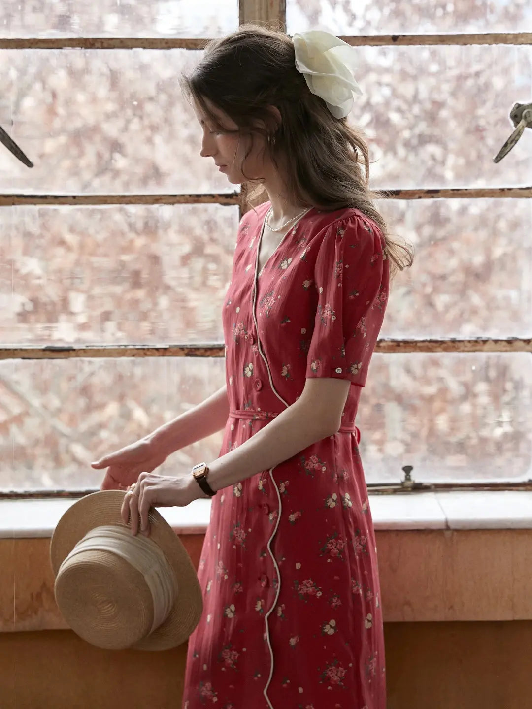 Kimura Floral-Print Rayon Midi Dress