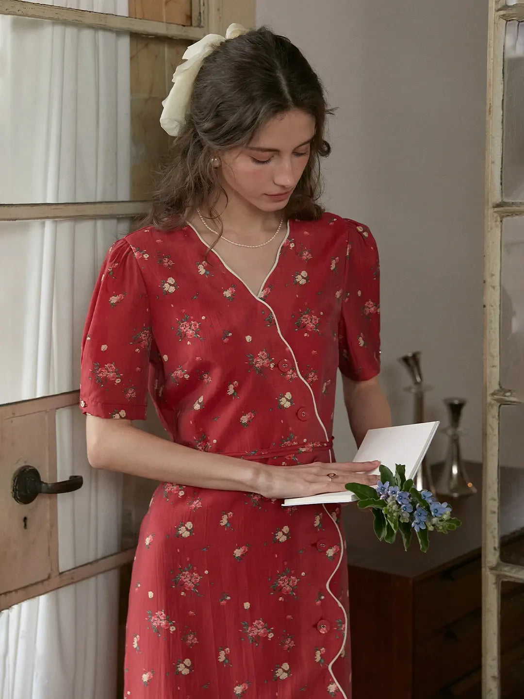 Kimura Floral-Print Rayon Midi Dress