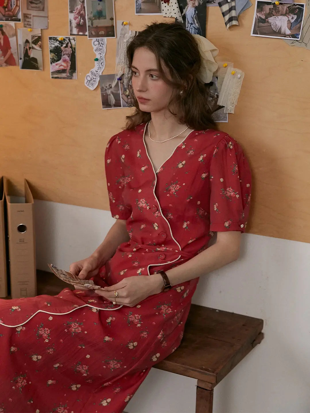 Kimura Floral-Print Rayon Midi Dress