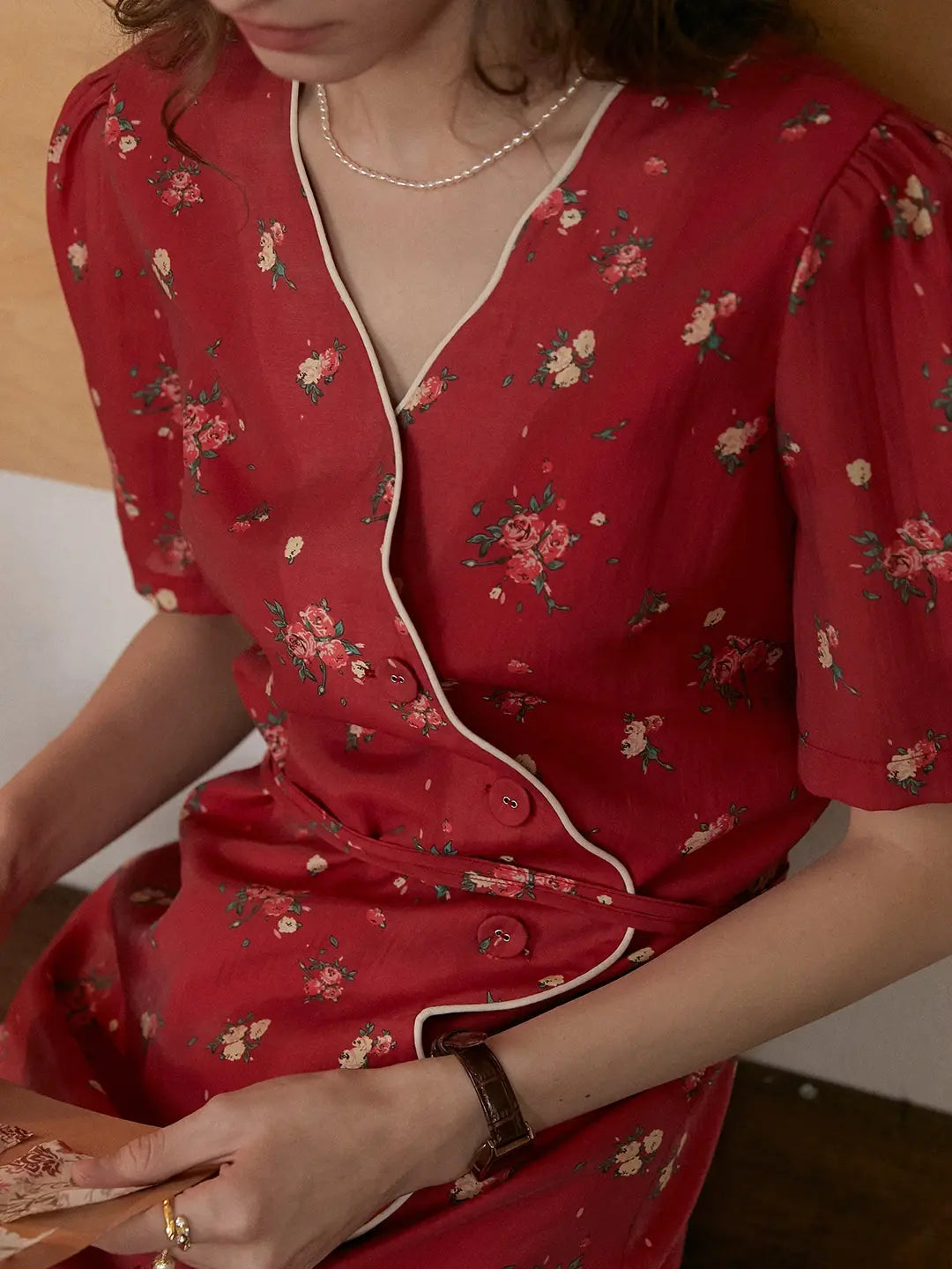 Kimura Floral-Print Rayon Midi Dress