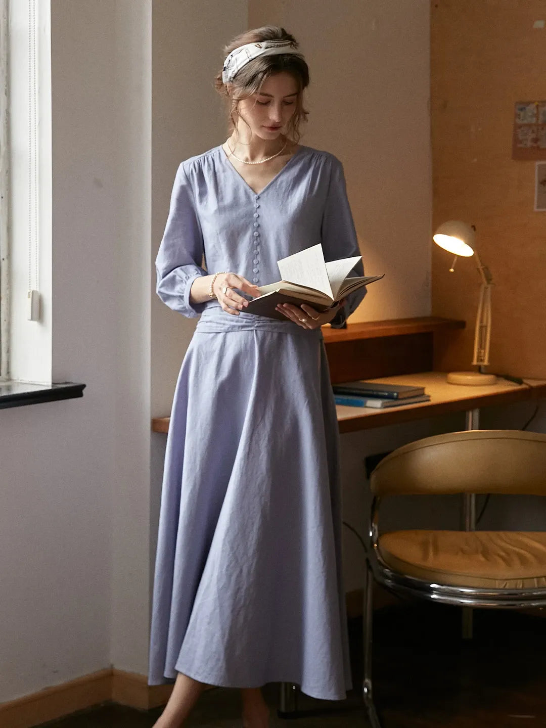 Layne V-Neck Linen Dress