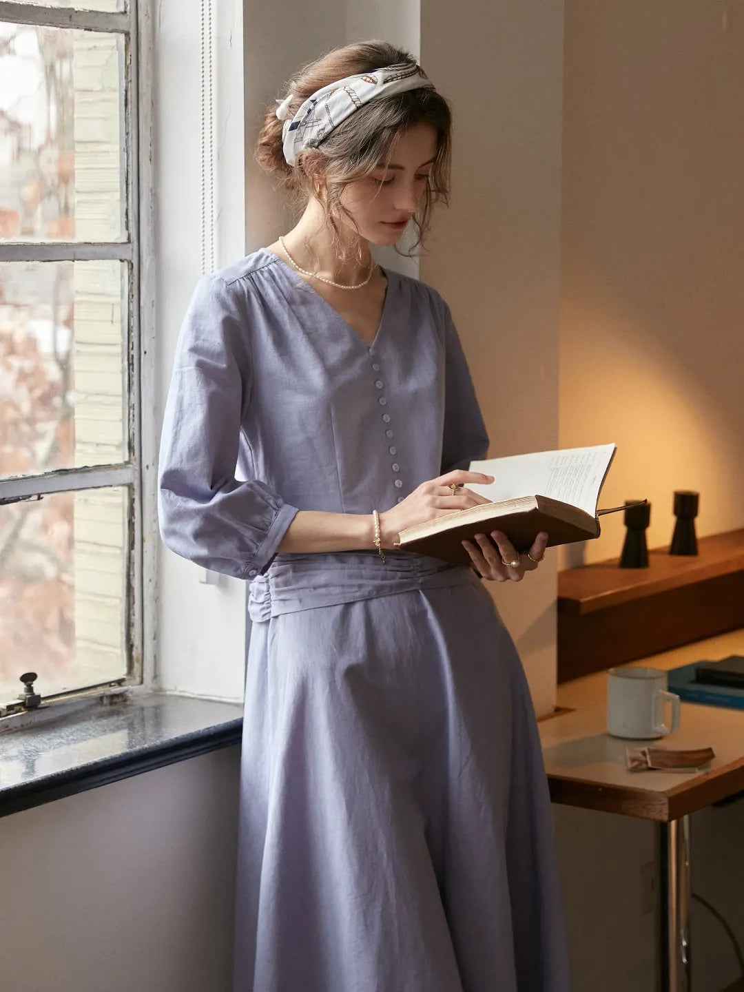 Layne V-Neck Linen Dress