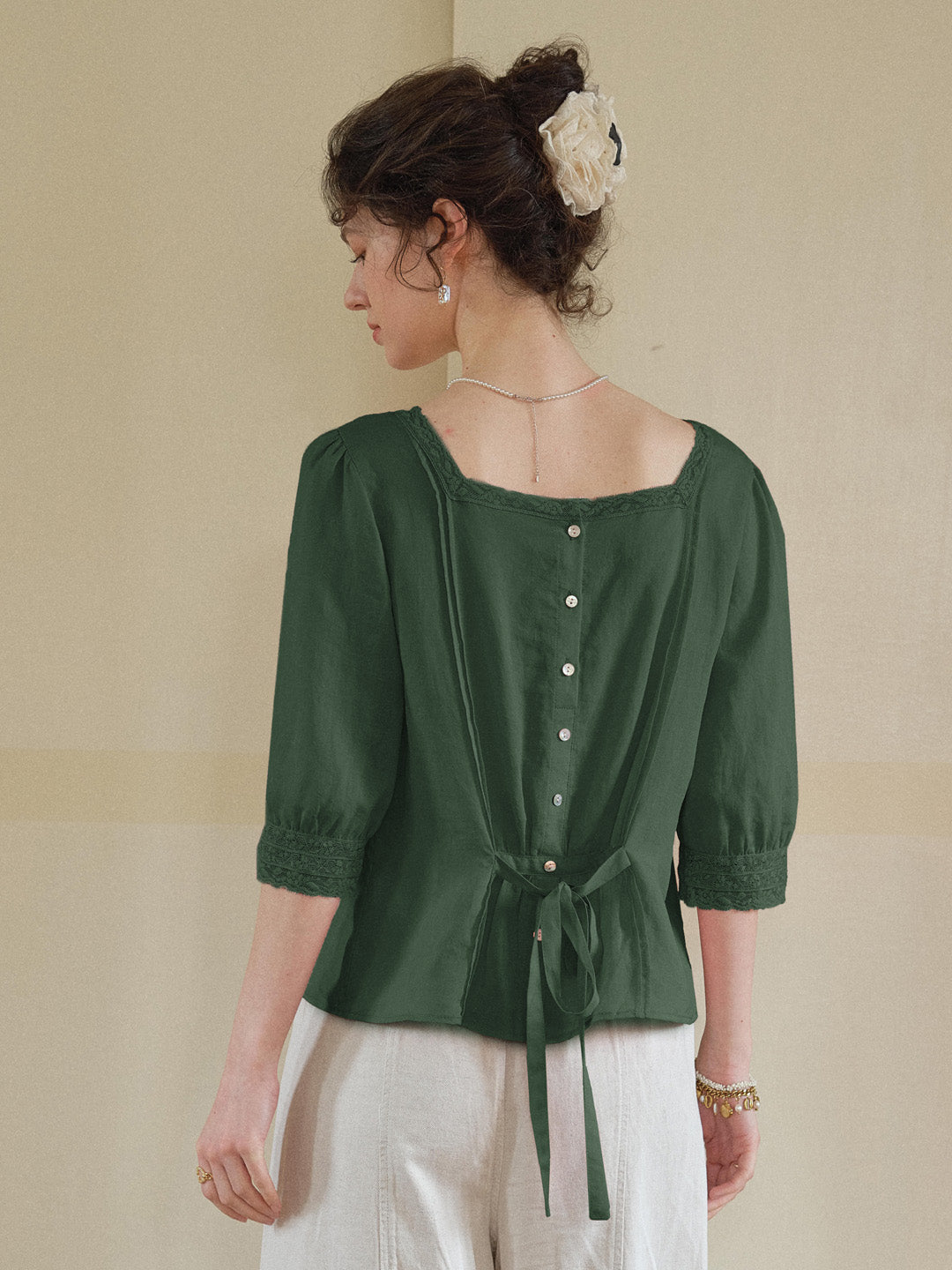 Raina Square Neck Embroidery Blouse
