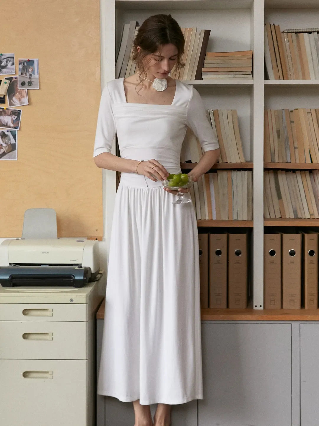 Hayley Simple Square Neck Cotton Dress