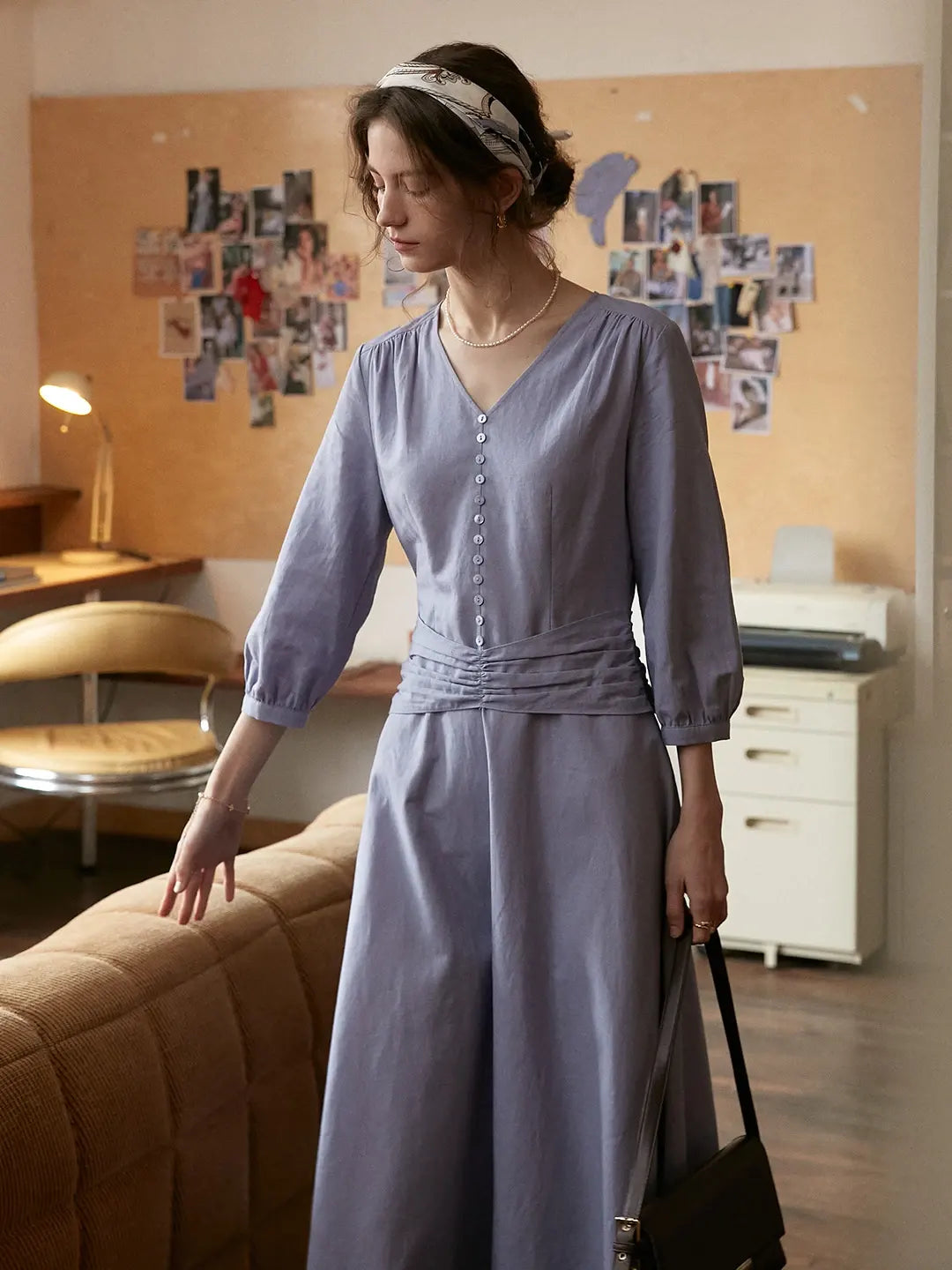 Layne V-Neck Linen Dress