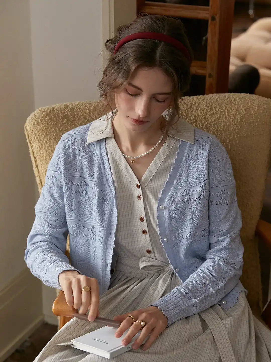 Elouise V-Neck Wool Cardigan