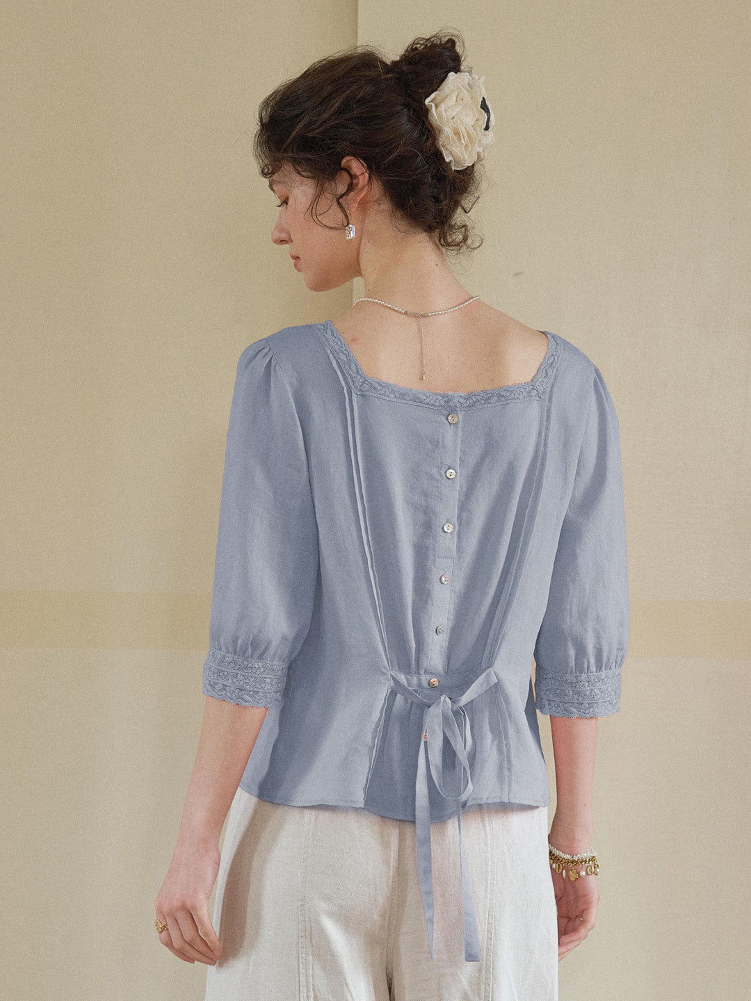 Raina Square Neck Embroidery Blouse