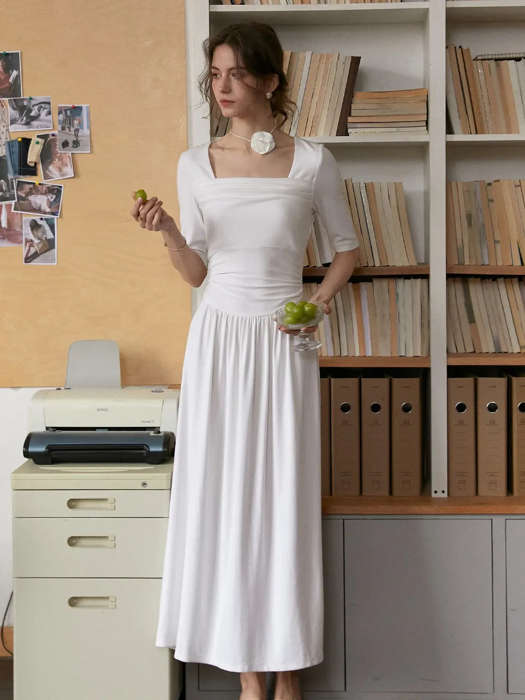 Hayley Simple Square Neck Cotton Dress