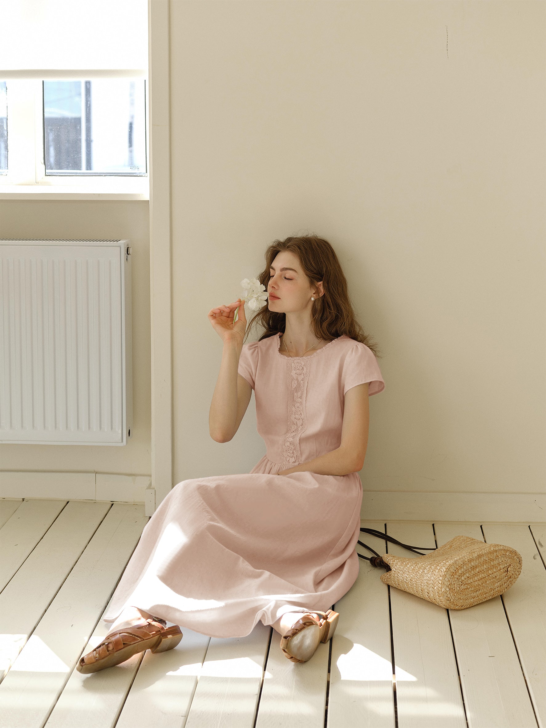 Malia Round Neck Lace  100% Cotton Dress