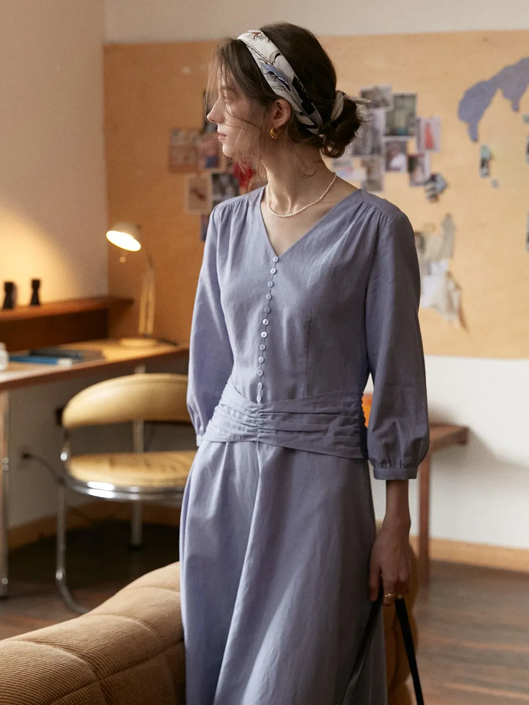 Layne V-Neck Linen Dress